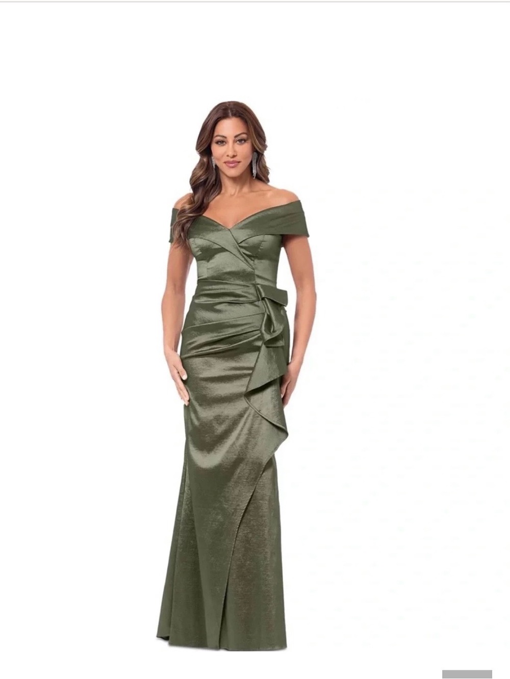 Gorgeous olive green full-length Xscape brand size 6 taffeta evening gown